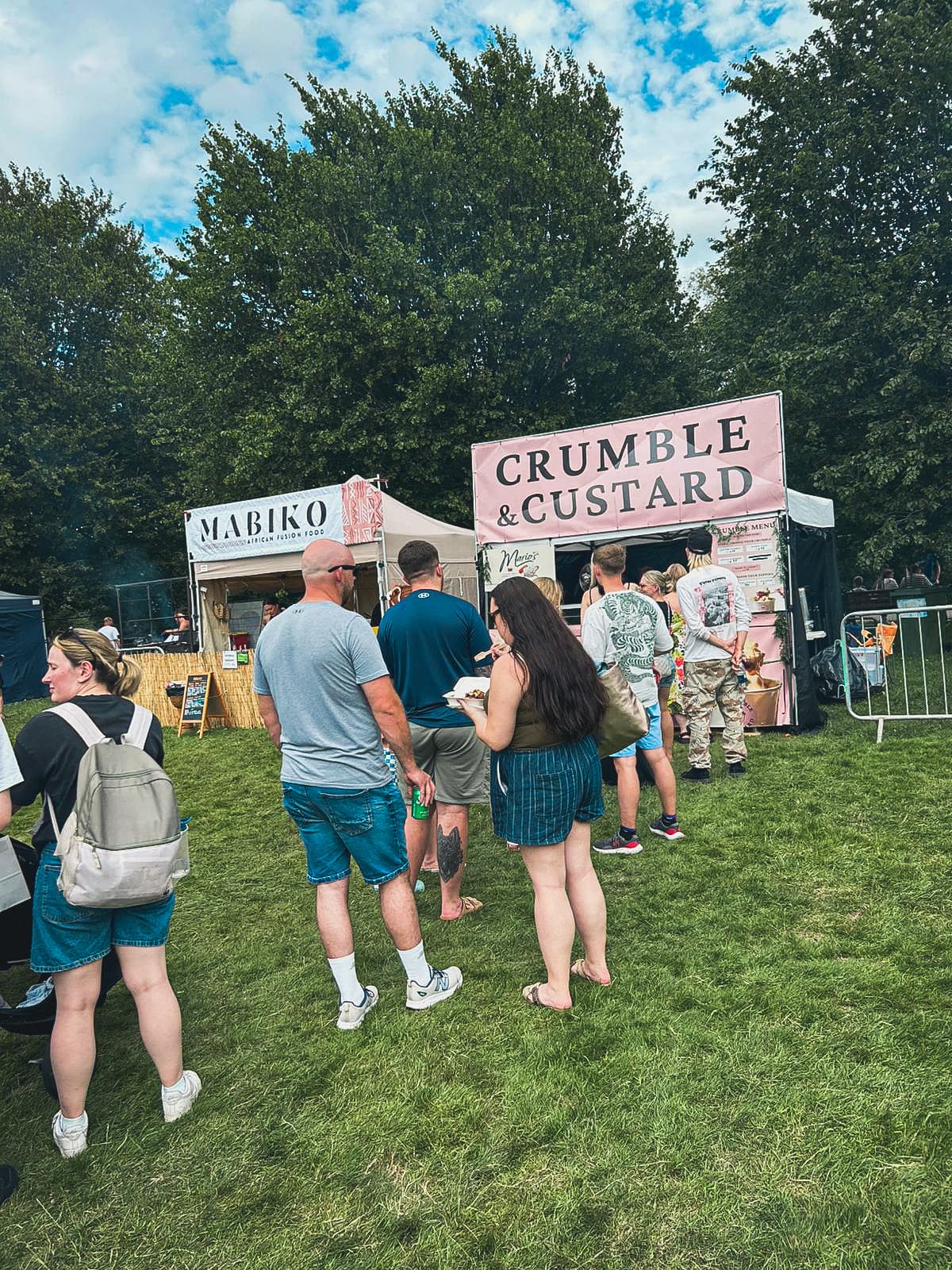 A queue at the Crumble & Custard festival stall